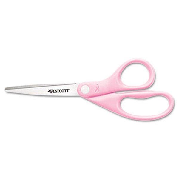 Westcott Pink Ribbon Stainless Steel Scissors with BCA Pin, 8 in. , Pink WE30687